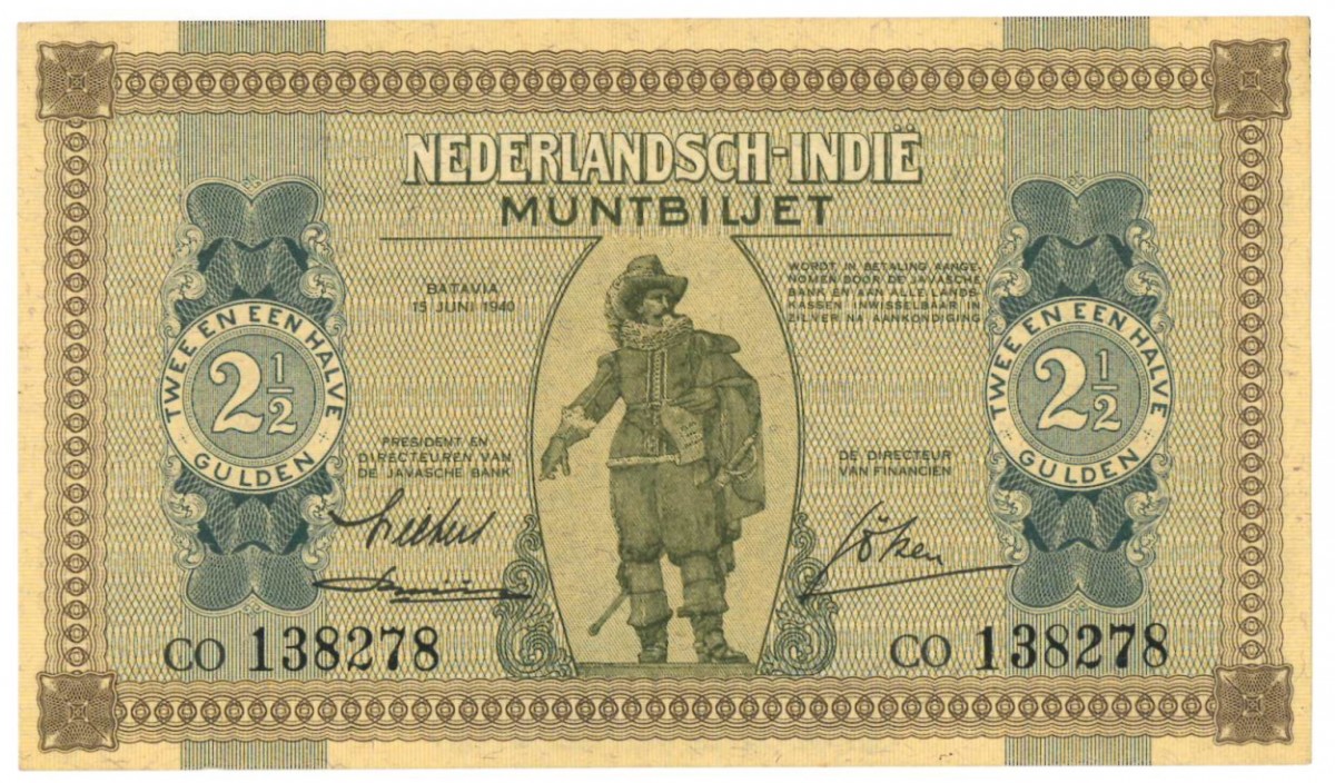 Netherlands-Indies 2½ gulden Banknote Type 1940 - About UNC
