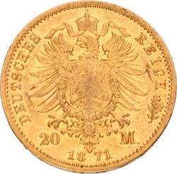 German states. Prussia. Wilhelm I. 20 Mark. 1871 A.