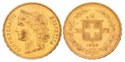 Switzerland. 20 Francs. 1895 B.