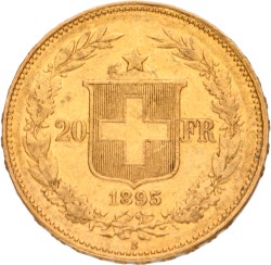 Switzerland. 20 Francs. 1895 B.