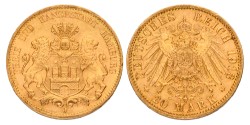 German states. Hamburg. 20 Mark. 1913 J.