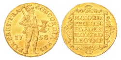 Gouden dukaat. Utrecht. 1758. MS 62.