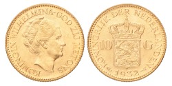 10 Gulden. Wilhelmina. 1932. MS 64.