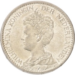 1 Gulden. Wilhelmina. 1911. AU 58.