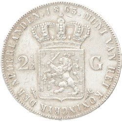 2½ Gulden. Willem III. 1863. AU details.