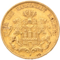 German states. Hamburg. 20 Mark. 1887 J.
