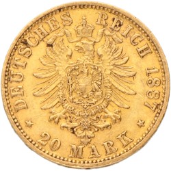 German states. Hamburg. 20 Mark. 1887 J.
