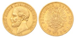 German states. Brunswick-Wolfenbuttel. Wilhelm I. 20 Mark. 1875 A.