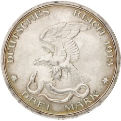 No reserve - German states. Prussia. Wilhelm II. 3 Mark - Völkerschlacht centennial. 1913 A.