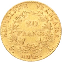 France. First republic. Napoleon. 20 Francs. AN 12 A.