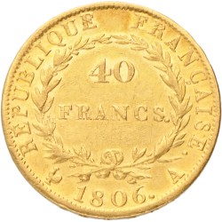 No reserve - France. Empire. Napoleon. 40 Francs. 1806 A.