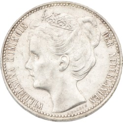 1 Gulden. Wilhelmina. 1901. AU 58.