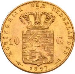 10 Gulden. Wilhelmina. 1897 - Parels los. MS 65.