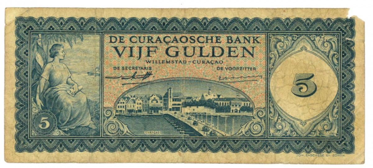 Curaçao 5 gulden Banknote Type 1958 - Very good
