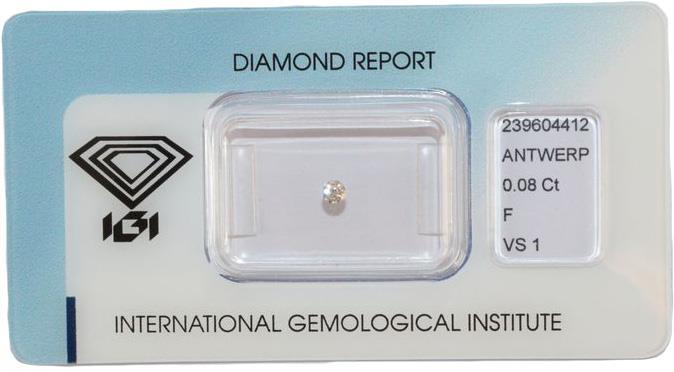 IGI briljant geslepen diamant 0.08 ct.