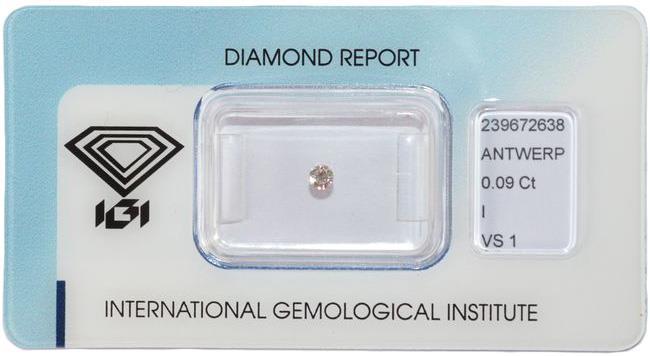 IGI briljant geslepen diamant 0.09 ct.