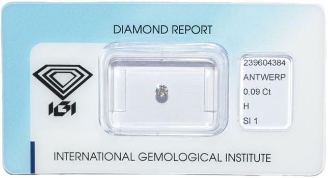 IGI briljant geslepen diamant 0.09 ct.