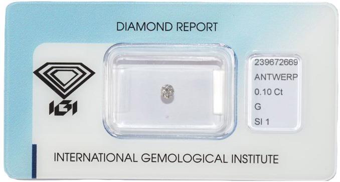 IGI briljant geslepen diamant 0.10 ct.