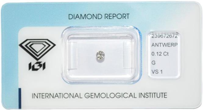 IGI briljant geslepen diamant 0.12 ct.