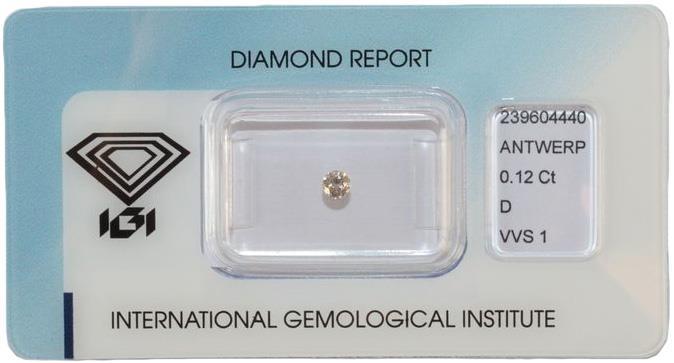 IGI briljant geslepen diamant 0.12 ct.