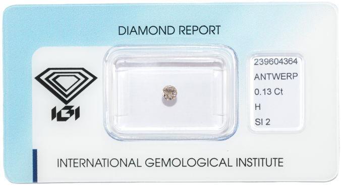 IGI briljant geslepen diamant 0.13 ct.