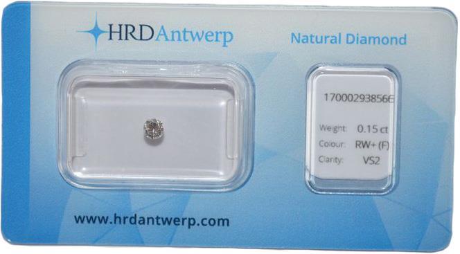 HRD briljant geslepen diamant 0.15 ct.