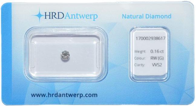 HRD briljant geslepen diamant 0.16 ct (0.16577).