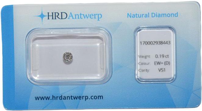 HRD briljant geslepen diamant 0.19 ct (0.19674).