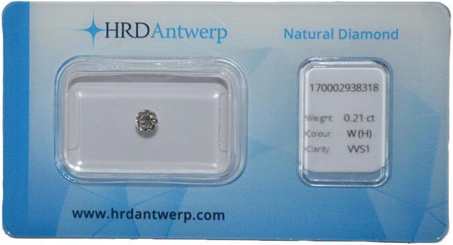 HRD briljant geslepen diamant 0.21 ct.