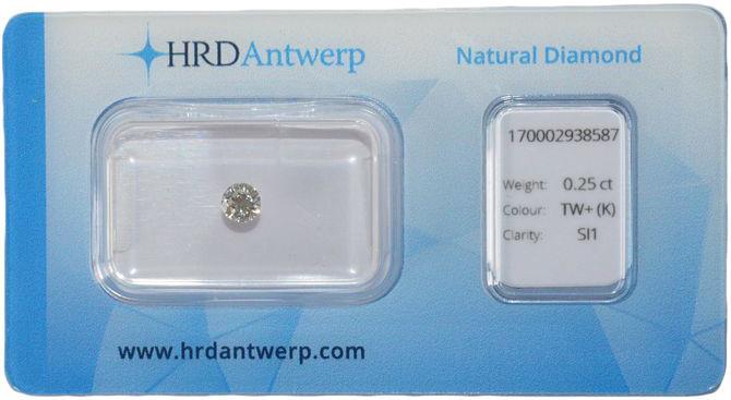 HRD briljant geslepen diamant 0.25 ct (0.25527).