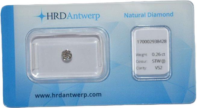 HRD briljant geslepen diamant 0.26 ct (0.25989).