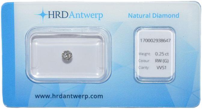 HRD briljant geslepen diamant 0.25 ct (0.24990).