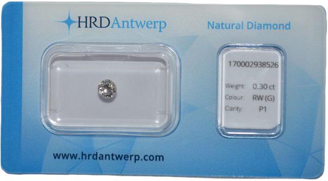 HRD briljant geslepen diamant 0.30 ct.