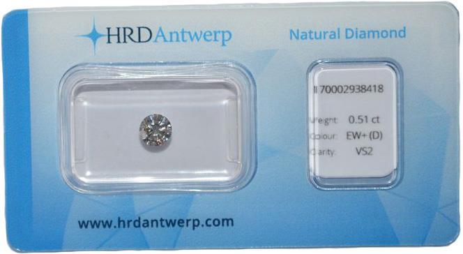 HRD briljant geslepen diamant 0.51 ct (0.51107).