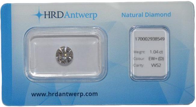 HRD briljant geslepen diamant 1.04 ct (1.04193).