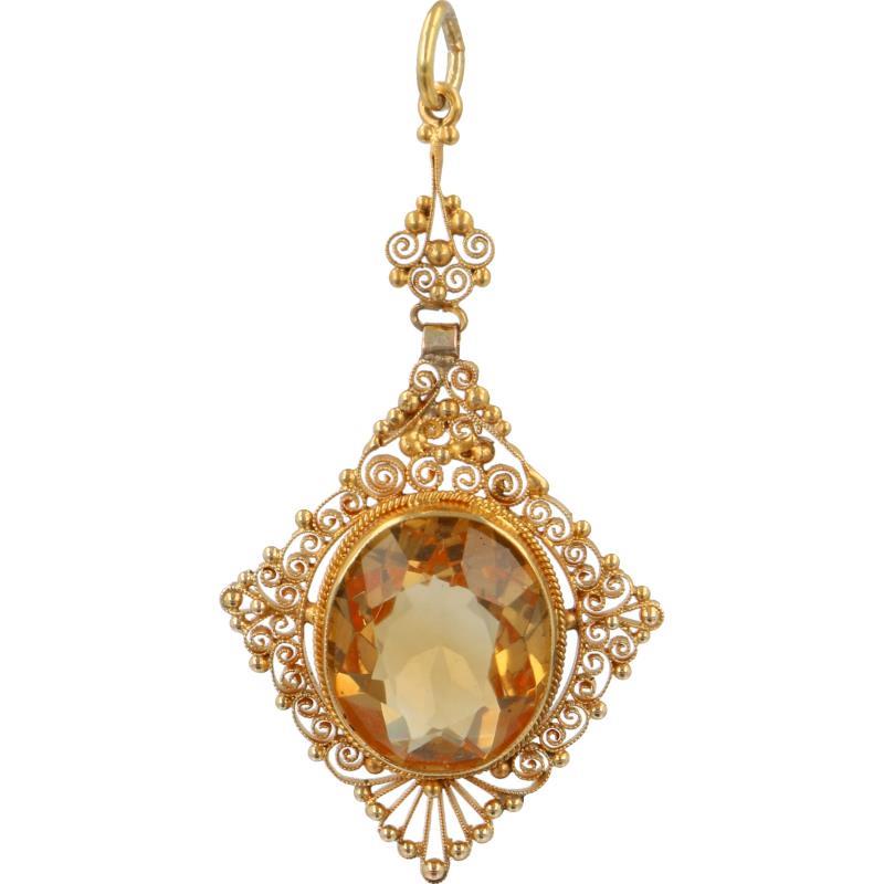 Antieke hanger geelgoud, citrien - 14 kt.