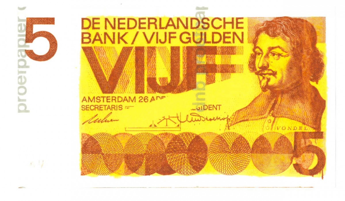 Nederland 5 gulden Proefdruk Type 1966 Vondel I - UNC