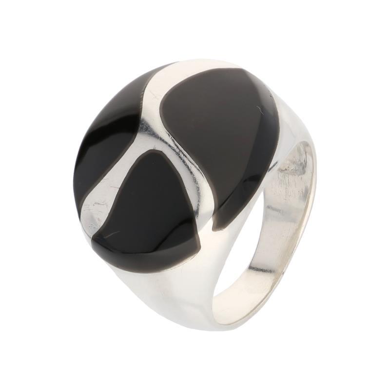 Design ring zilver, onyx - 925/1000.