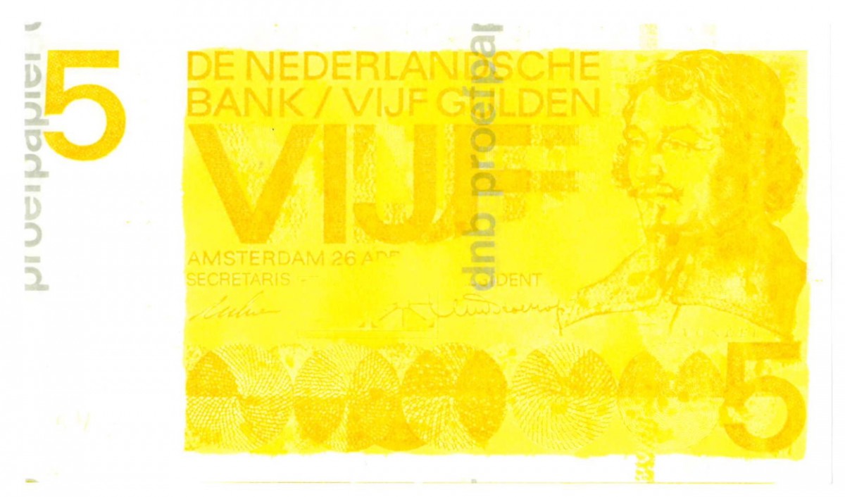 Nederland 5 gulden Proefdruk Type 1966 Vondel I - UNC