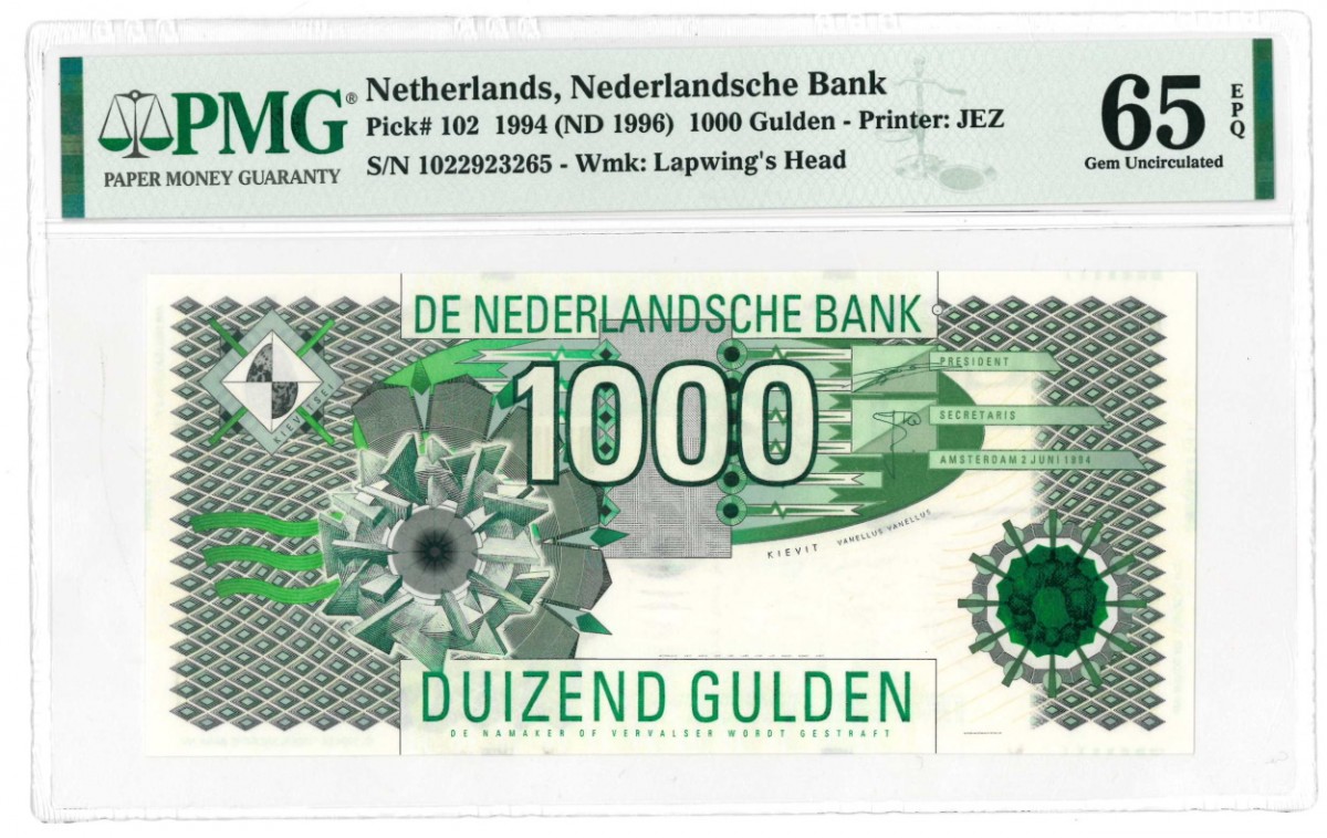 Nederland 1000 gulden Bankbiljet Type 1994 Kievit - UNC