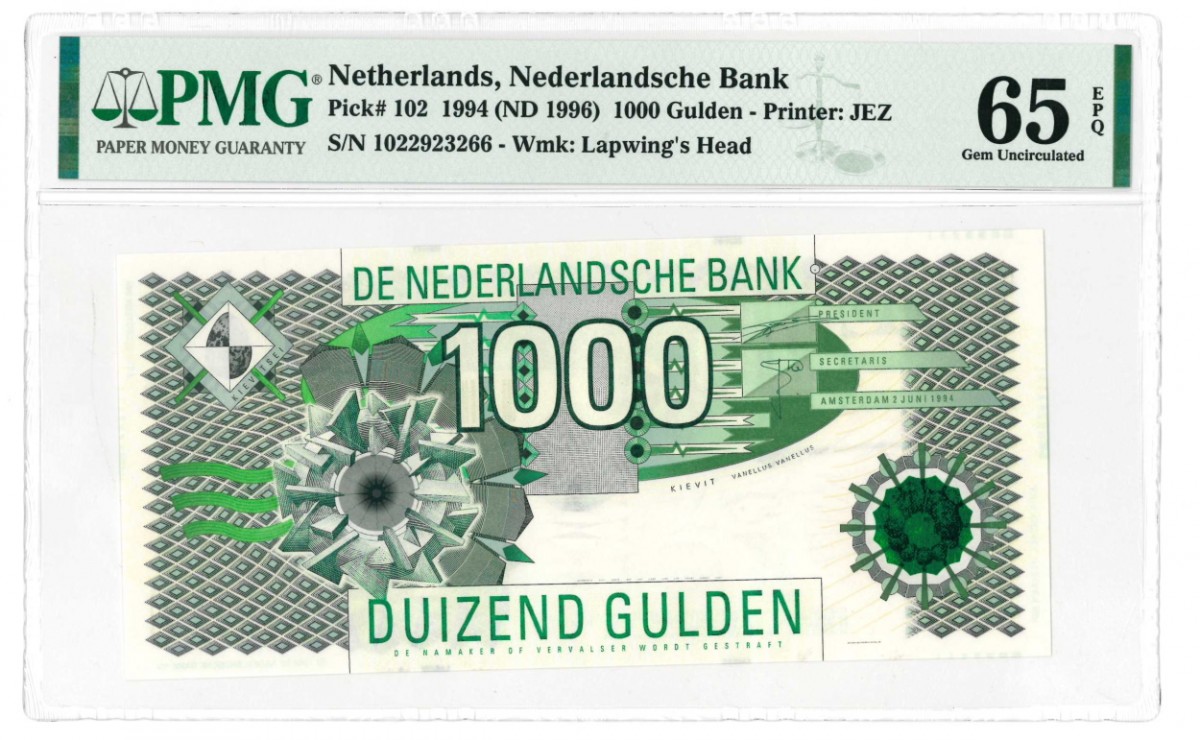 Nederland 1000 gulden Bankbiljet Type 1994 Kievit - UNC