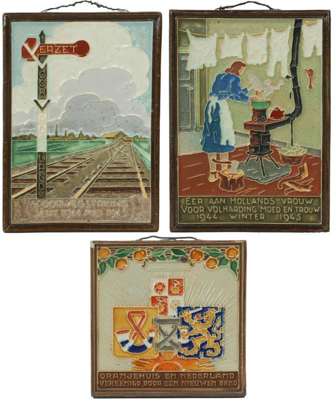 Lot (3) herinnerings tegels.