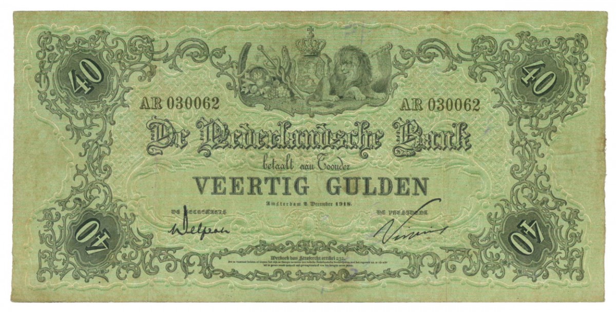Nederland 40 gulden Bankbiljet Type 1860 - Fraai +
