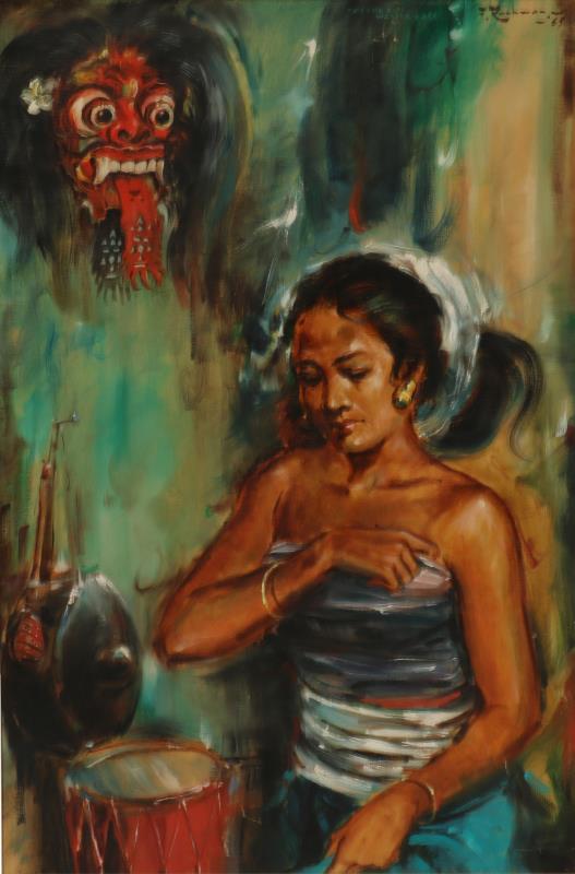 Indonesisch schilderij "poppen en vrouwen, Bali".