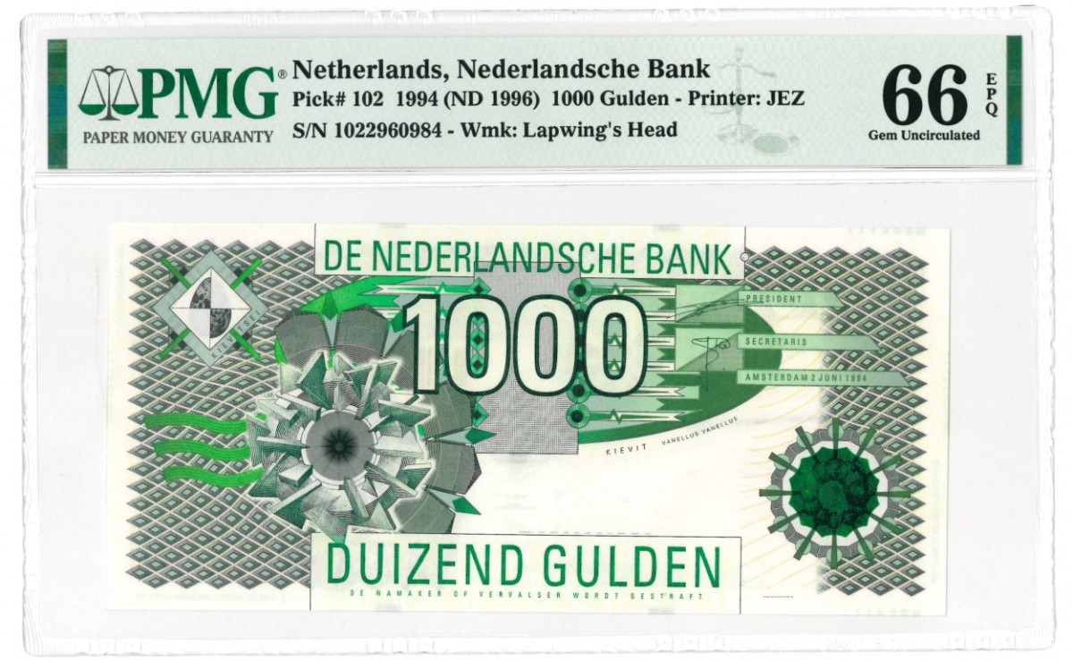 Nederland 1000 gulden Bankbiljet Type 1994 Kievit - UNC