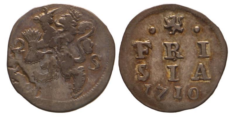 2 stuiver Friesland 1710. Zeer Fraai / Prachtig.
