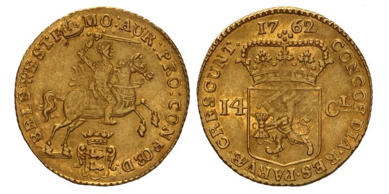 14 gulden of gouden rijder West-Friesland 1762. Zeer Fraai +.