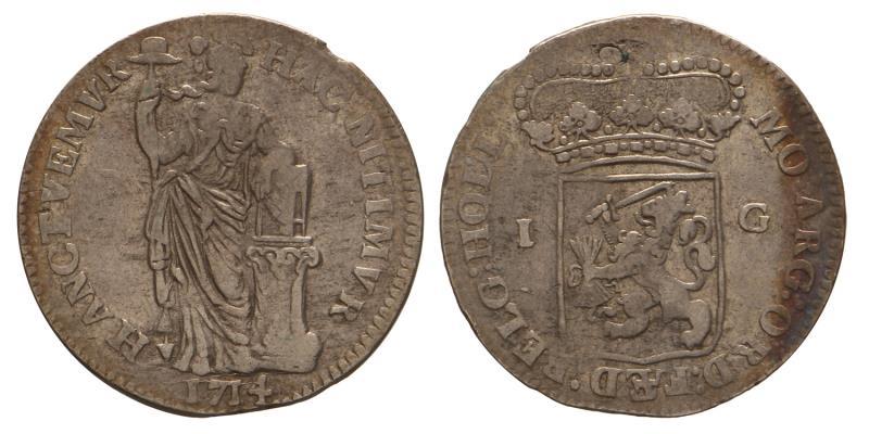 1 gulden Holland 1714. Fraai / Zeer Fraai.