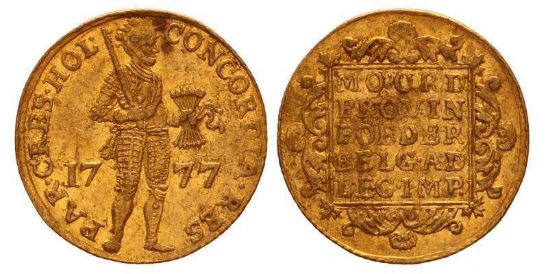 Gouden dukaat Holland 1777. Zeer Fraai.