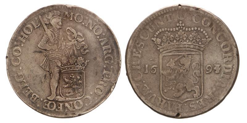 Zilveren dukaat Holland 1694/3. Fraai / Zeer Fraai.